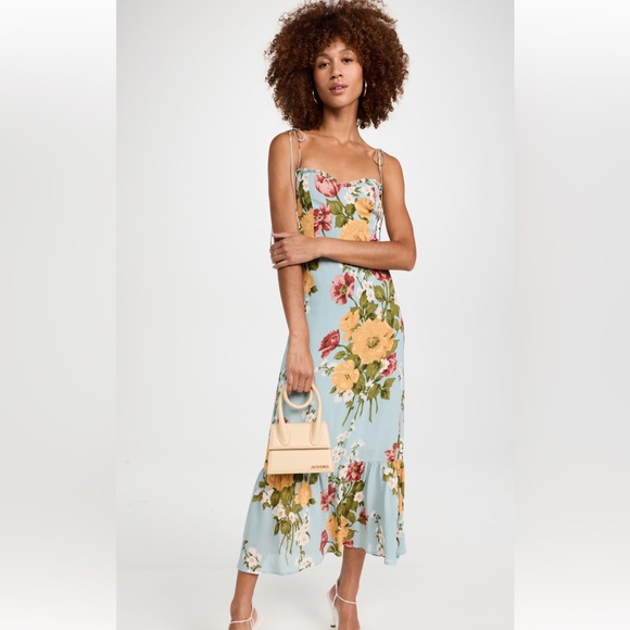 NWT Reformation Blue Floral Enya Midi Dress 8 - Picture 8 of 11